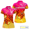 Goofygear Flames In Vibrant Pink & Yellow Darts Funny Shirt For Women - Custom Team Name