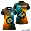 Goofygear Turquoise & Yellow Smoke Dartboard Darts Shirt For Women - Custom Name & Team Jersey