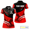 Goofygear Custom Dart Team Shirt For Women With Crimson Phoenix On Black Linear Pattern