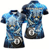 Goofygear Personalized Thunder Lightning Tiger Billiard Shirt For Women Custom Blue Billiard League Pool Jersey