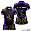 Goofygear Yellow And Purple Lightning Scratched Dartboard Darts Shirt For Women - Custom Name
