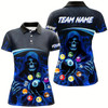 Goofygear Blue Death Skeleton Custom Billiard Balls Pool Jerseys For Women, 3D Printed Billiard Team Shirts