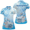 Goofygear Blue Snowflake Custom Christmas Bowling Shirts For Women, Xmas Bowling Team Uniform