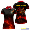 Goofygear Medieval Power Darts Team Shirt For Women - Flaming Dartboard & Castle Custom Name