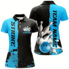 Goofygear Black And Blue Strike Bowling Team Shirts For Women, Custom Bowling Jerseys For Bowlers Style 2