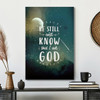 Be Still And Know That I Am God Night Mountain Canvas Wall Art Featuring Bible Verse And Scripture For Faith-Based