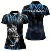 Goofygear Black And Blue Lightning Thunder Lion Bowling Shirt For Women Custom Lion Bowling Team Jerseys