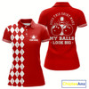 Goofygear Funny Red And White Argyle Retro Women Bowling Shirts Custom Does This Shirt Make My Balls Look Big
