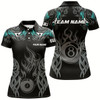 Goofygear Personalized Billiard Tournament Jersey For Women, 8 Ball Fire Flame Billiard Team Shirts Turquoise