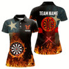 Goofygear Personalized Retro Texas Flag Flame Dartboard Darts Shirts For Women, Patriotic Texas Dart Jerseys