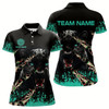 Goofygear Teal Grunge Panther Dart Shirt With Pocket Option For Women Custom Dart Jersey