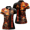 Goofygear Custom Flame Skull Bowling Shirts For Women, Halloween Bowling Outfits For Bowling Team