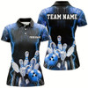 Goofygear Black And Blue Thunder Lightning Custom Bowling Shirts For Women, Team Jerseys Bowlers Gift