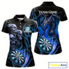 Goofygear Personalized Skull & Dragon Darts Shirt For Women Custom Lightning Dartboard Team Jersey Blue