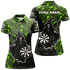 Goofygear Personalized Green Abstract Death Skeleton Women Darts Shirts, Funny Halloween Scary Darts Jerseys