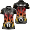 Goofygear Personalized Funny Fire 8 Ball Pool Billiard Shirts For Women Custom Fire Flame Billiard Jerseys