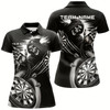 Goofygear Personalized Black White Death Skeleton Dart Shirts For Women Custom Scary Dart Jerseys Team Uniform