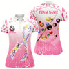 Goofygear Colorful Ribbon Custom Pink Billiard Shirts For Women, Funny Breast Cancer Shirts Gift For Pool Lover