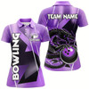 Goofygear Black And Purple Custom Dragon Bowling Shirts For Women, Dragon Bowling Team Shirts