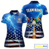 Goofygear Blue Thunder Lightning American Flag Billiard Shirt For Women Custom Patriotic Pool Balls Jersey