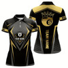 Goofygear Customized 8 Ball Pool Crown Women Billiard Shirts, Gold And Black Billiard Team Shirts Pool Jerseys Style 1