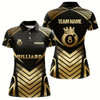 Goofygear Customized 8 Ball Pool Crown Women Billiard Shirts, Gold And Black Billiard Team Shirts Pool Jerseys Style 2