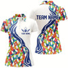 Goofygear Colorful Tie Dye Bowling Pins Custom Bowling Shirts For Women, Flame Bowling Jerseys