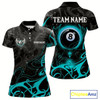 Goofygear Personalized Black & Turquoise 8 Ball Wings Billiard Shirt For Women Custom Tribal Pool Team Jersey