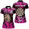 Goofygear One Last Aim 3D Fire Flame Pink Darts Shirts For Women Custom Darts Saying Shirts, Darts Jerseys