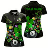 Goofygear Black Grunge Billiard Balls Luckiest Shamrock Women Pool Shirts Custom St Patrick Day Billiard Jersey
