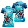 Goofygear Blue Shark Bowling Shirt For Women Custom Shark Bowling Team Jerseys, Personalized Gift For Bowlers