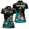 Goofygear Personalized 8 Ball Pattern Smoke Women Billiard Shirts Custom Billiard Ball Pool Jerseys Turquoise