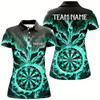Goofygear Personalized Lightning Smoke Fire Flame Turquoise Darts Shirts For Women, Darts League Team Jerseys