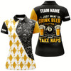 Goofygear I Just Want To Drink Beer Billiard Shirt For Women Custom Yellow Argyle Skull Pattern Billiard Jersey