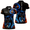 Goofygear Personalized Orange And Blue Flaming 3D Panther Billiard Shirts For Women, Cool Team Billiard Jerseys Style 1