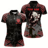 Goofygear Funny Skull Claw Pattern Custom Women Billiard Shirts, Grunge Red Black Team Billiard Jerseys