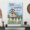 Bird House Start Each Day With A Grateful Heart Canvas Wall Art Featuring Bible Verse And Scripture For Daily