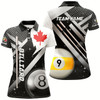 Goofygear Canada Leaf Black Jerseys Custom Billiard 8 & 9 Ball Pool Shirts For Women Patriotic Billiard Jerseys