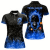 Goofygear Billiards 8 Ball Flame Skull Fire Custom Pool Shirts For Women, Unique League Billiard Jerseys Blue