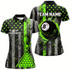 Goofygear Custom Green Grunge Us Flag Patriotic Women Billiard Shirts, Retro 8 Ball Pool Billiard Team Jersey