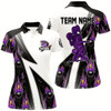 Goofygear Custom Purple Flame Bowling Black Camo Shirts For Women, Personalized Bowling Team Jerseys