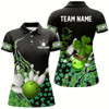 Goofygear Green Shamrock Lucky Women Bowling Shirts Custom St Patrick Day Black Team League Bowling Jerseys