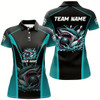 Goofygear Cyan Blue Shark Bowling Team Women Bowling Shirts Custom Team Bowling League Jerseys, Uniform Outfits