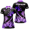 Goofygear Black And Purple Womens Bowling Shirts Custom Bowling Apparel Team Bowling Jerseys, Bowling Gifts