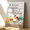 Jesus It’s Not Religion It’s A Relationship Canvas Wall Art Featuring Bible Verse And Scripture For Authentic Faith