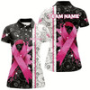 Goofygear Pink Ribbon Breast Cancer Billiard Shirts For Women Custom Grunge Breast Cancer Pool Cue Jerseys