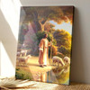 Jesus And Sheep Christian Wall Art Canvas Featuring Bible Verse For Religious Home Decor