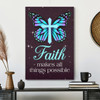 Faith Makes All Things Possible Christian Canvas Featuring Butterfly And Cross With Uplifting Bible Verse