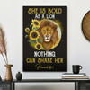 She Is Bold As A Lion Christian Canvas Art With Empowering Message For Women Of Faith