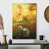 Christian Canvas Wall Art Jesus And Shih Tzu Walking Together Into A Beautiful World Of Peace Comfort And Divine